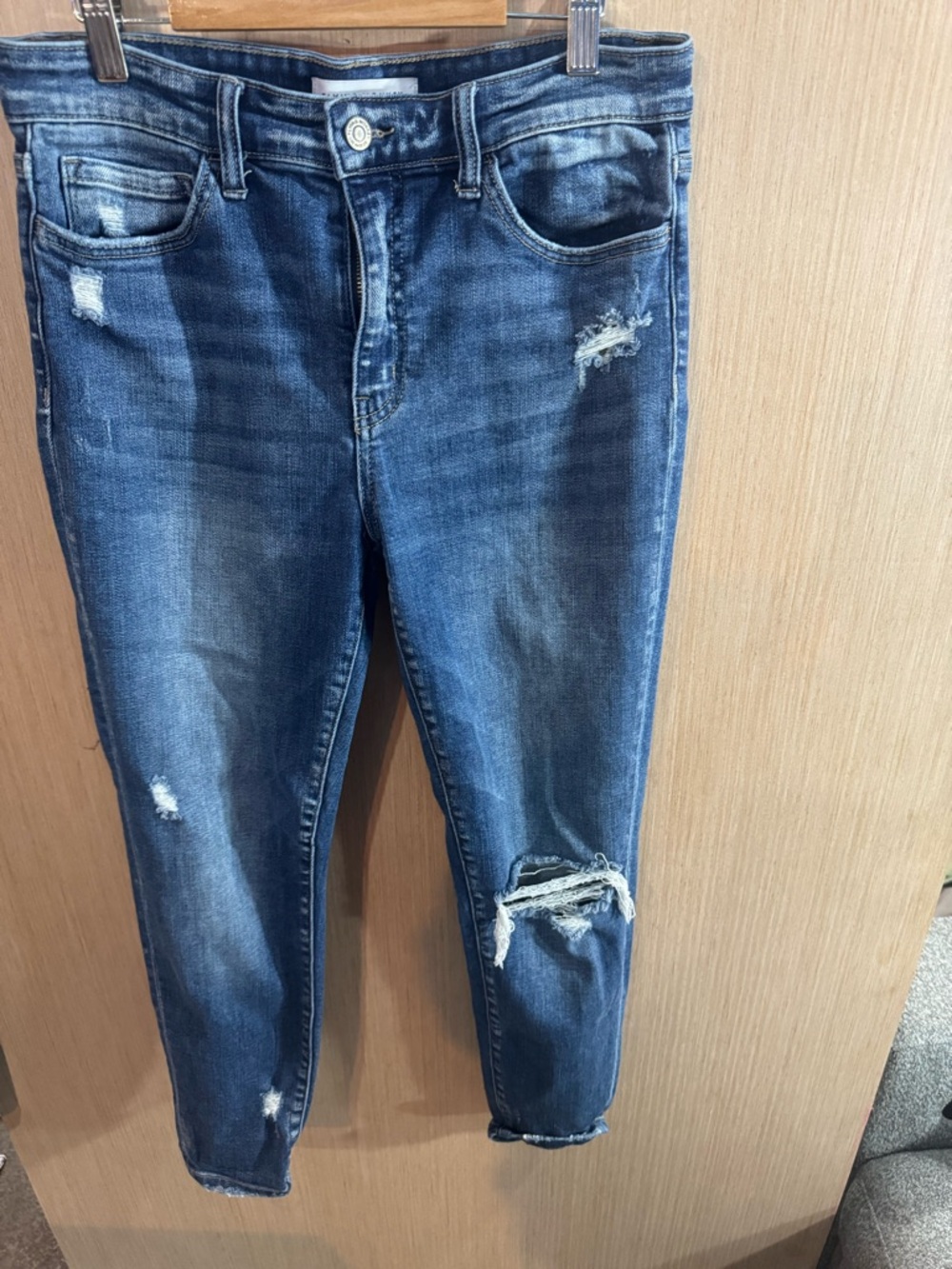 Flying Monkey High Waisted Dark Blue Distressed Skinny Jeans Size 29